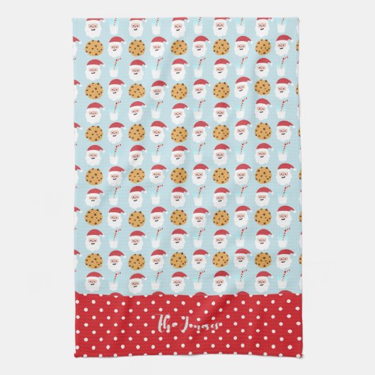 Blue Santa Milk en Cookies Kitchen Towel Theedoek (Verticaal)