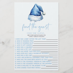 Blue Santa Vind het Gast Baby shower Spel Briefpapier