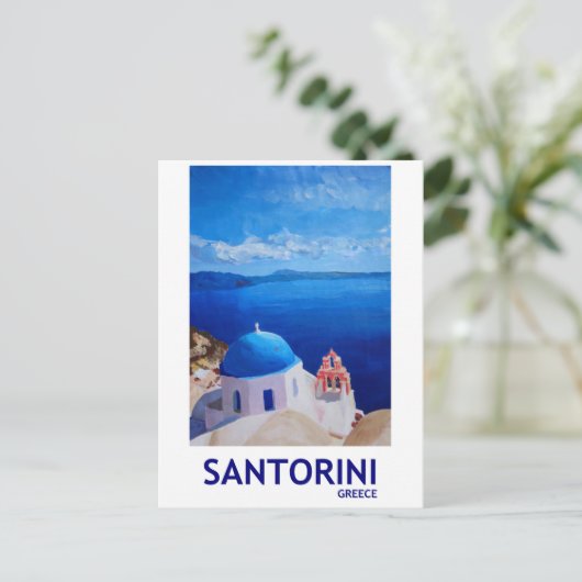 Blue Santorini, Griekenland - Uitzicht uit Oia Briefkaart (Staand voorkant)