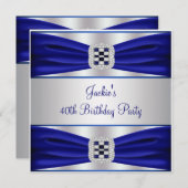 Blue Sapphire Diamond 40e verjaardagsfeestje Kaart (Voorkant / Achterkant)