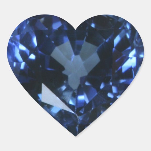 Blue Sapphire Heart Hart Sticker (Voorkant)