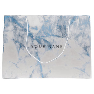 Blue Sapphire Marble Metallic Gift Gray Silver VIP Large Cadeautasje