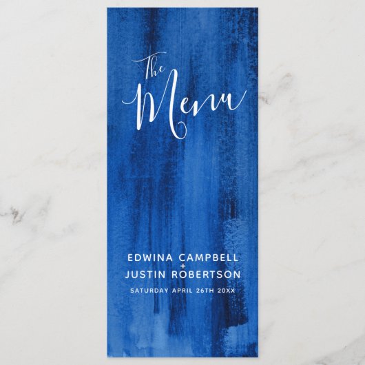 Blue Sapphire moderne art abstrait menu mariage (Devant)