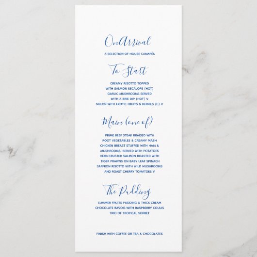 Blue Sapphire moderne art abstrait menu mariage (Dos)