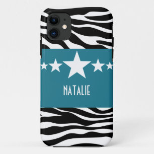 Blue Sassy Star Zebra BT iPhone 5 Hoesje