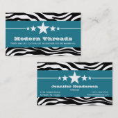 Blue Sassy Star Zebra Imprimer Carte de visite (Devant / Derrière)