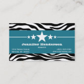 Blue Sassy Star Zebra Imprimer Carte de visite (Dos)