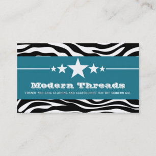 Blue Sassy Star Zebra Imprimer Carte de visite