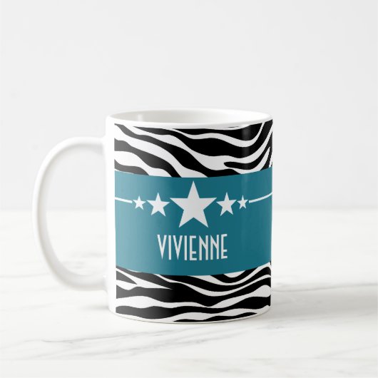 Blue Sassy Star Zebra Mug (Gauche)