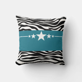 Blue Sassy Star Zebra Pillow Kussen