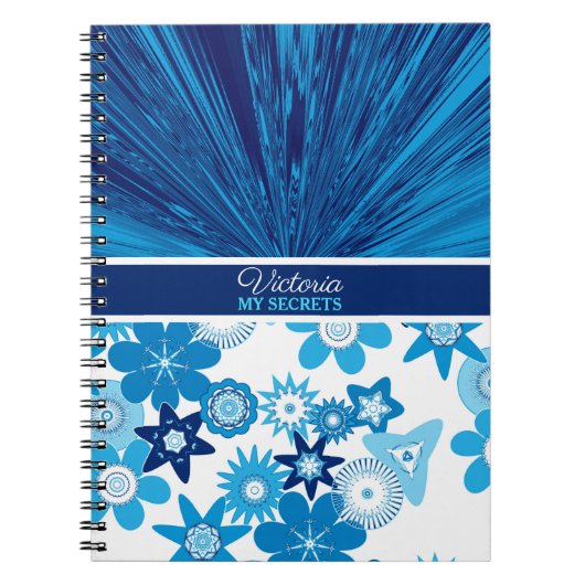 Blue Satin in Flowers Personalized Journal Notitieboek (Voorkant)