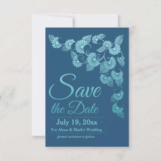 Blue Save the Date Aankondiging (Voorkant)