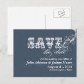 Blue Save the Date briefkaarten (Voorkant / Achterkant)