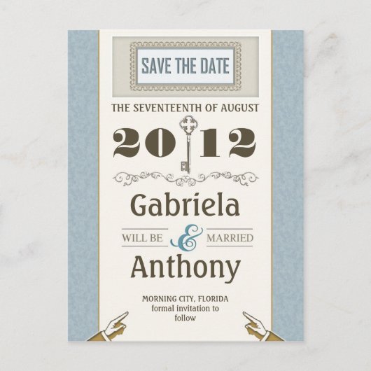 Blue Save the Date Unique briefkaarten (Voorkant)