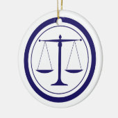 Blue Scales of Justice Silhouette Keramisch Ornament (Links)
