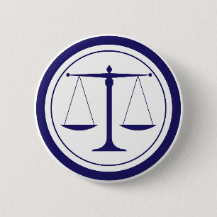 Blue Scales of Justice Silhouette Ronde Button 5,7 Cm