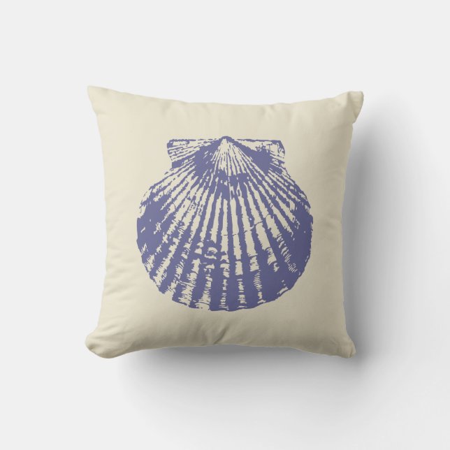 Blue Scallop Shell Kussen (Voorkant)