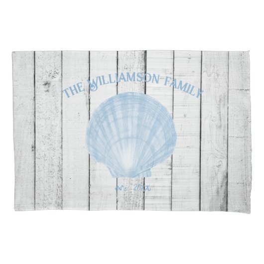 Blue  Scallop Shell Pillow Hoesje Kussensloop (Voorkant)