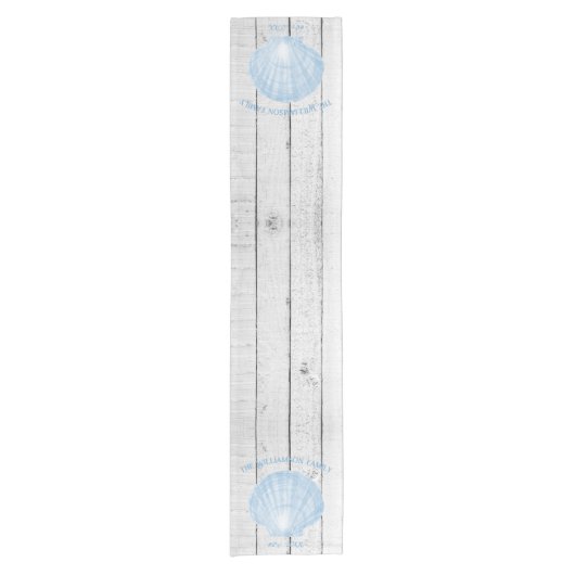 Blue  Scallop Shell Short Table Runner Korte Tafelloper (Voorkant)