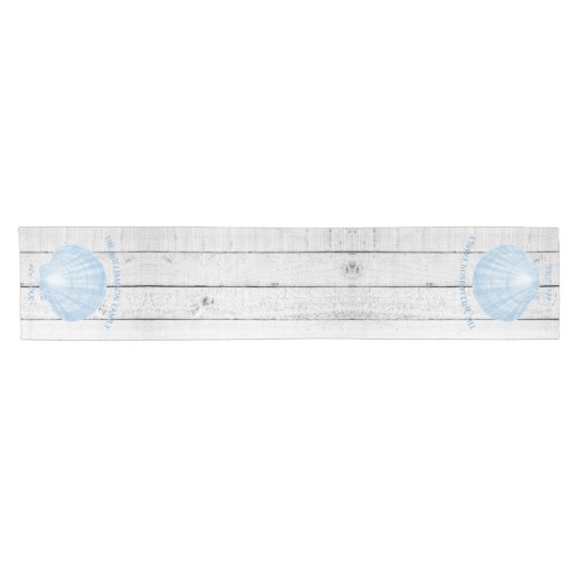 Blue  Scallop Shell Short Table Runner Korte Tafelloper (Horizontaal)