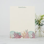 Blue Scallop Shells and Coral Briefhoofd (Staand voorkant)