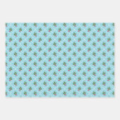 Blue Scallop Tegel Holly Branch Christmas Inpakpapier Vel (Voorkant 2)