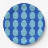 Blue Scalloped Easter Eggs Papieren Bordje (Voorkant)