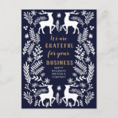 Blue Scandinavian Nordic Winter Reindeer Business Feestdagenkaart (Voorkant)