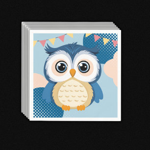 Blue Schattig Woodland Baby Owl Baby shower Servet