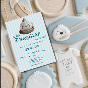 Blue Schattige Little Dumpling Baby shower Invitat Kaart