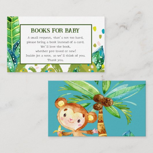 Blue Schattige Monkey Baby Boeken Aanvraag Informatiekaartje (Voorkant / Achterkant)