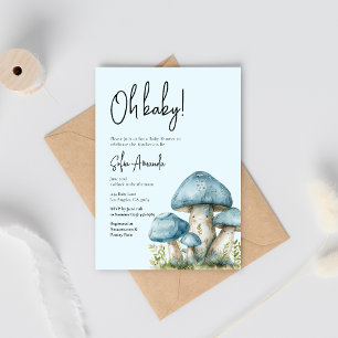 Blue Schattige Mushroom Baby shower Kaart