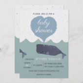 Blue Schattige Whale Baby shower Invitation (Voorkant / Achterkant)