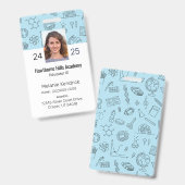 Blue School Icons Homeschool Educator ID Badge (Avant & arrière)
