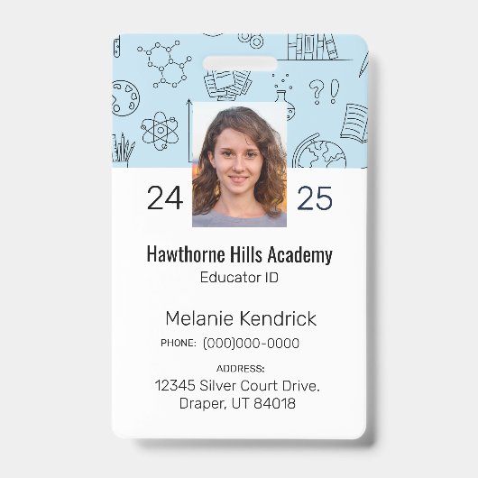Blue School Icons Homeschool Educator ID Badge (Avant)