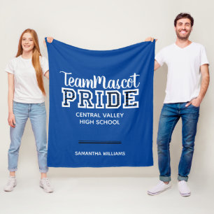 Blue School Pride Mascot Name Fleece Blanket Deken