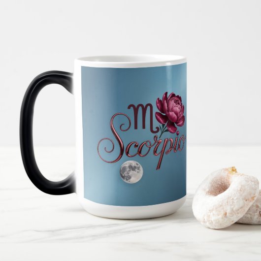 Blue Scorpio Glyph Moon Peony Morphing Mug (Avec donut)