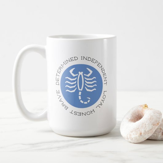 Blue Scorpio Traits Zodiac Star Sign Coffee Mok (Met donut)