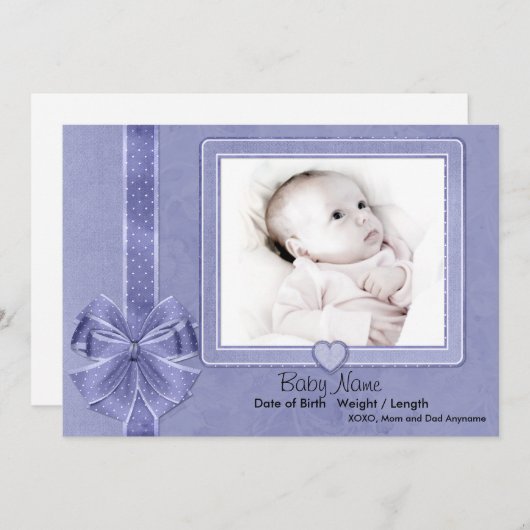 Blue Scrap Baby Aankondiging (Voorkant / Achterkant)