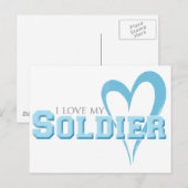Blue Scribble Heart - Ik hou van mijn soldaat Briefkaart (Voorkant / Achterkant)