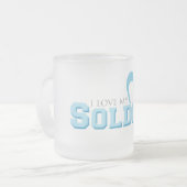 Blue Scribble Heart - Ik hou van mijn soldaat Matglas Koffiemok (Voorkant links)