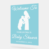 Blue Script Christmas Baby shower Welkom Acryl Bord (Hoek)