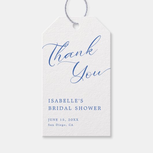 Blue Script Vrijgezellenfeest dank u Cadeaulabel (Voorkant)