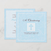 Blue Scroll Boy Christening Uitnodiging (Voorkant / Achterkant)