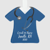 Blue Scrub Top Nurse 2020 Ornament (dos)