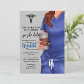 Blue Scrubs Verpleegschool Afstuderen Uitnodiging (Staand voorkant)