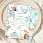 Blue Scuba Diver Twee Het Zee 2e Verjaardag Kaart