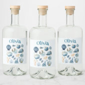 Blue Sea Shells Liquor Label | Custom Name Likeurfles Etiket (Flessen)