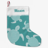 Blue Sea Turtle Kleine Kerstsok (Voorkant)