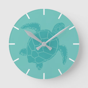 Blue Sea Turtle Ronde Klok